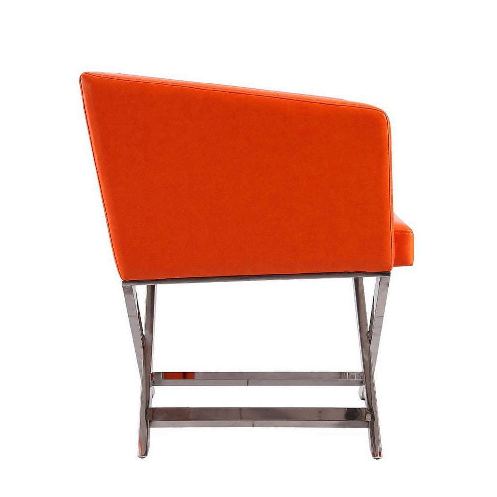 Hollywood Orange and Polished Chrome Faux Leather Lounge Accent Chair MHC-AC050-OR