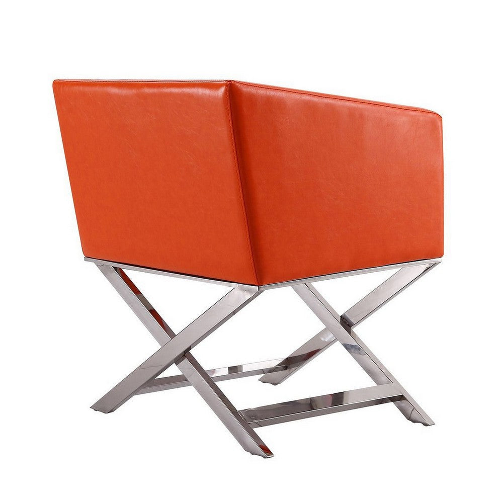 Hollywood Orange and Polished Chrome Faux Leather Lounge Accent Chair MHC-AC050-OR