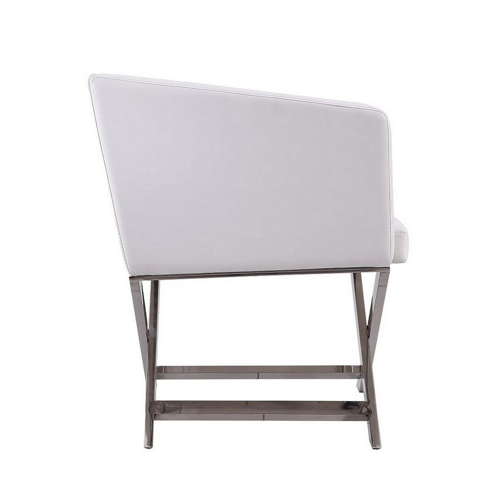 Hollywood White and Polished Chrome Faux Leather Lounge Accent Chair MHC-AC050-WH
