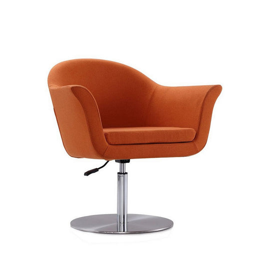Voyager Orange and Brushed Metal Woven Swivel Adjustable Accent Chair
