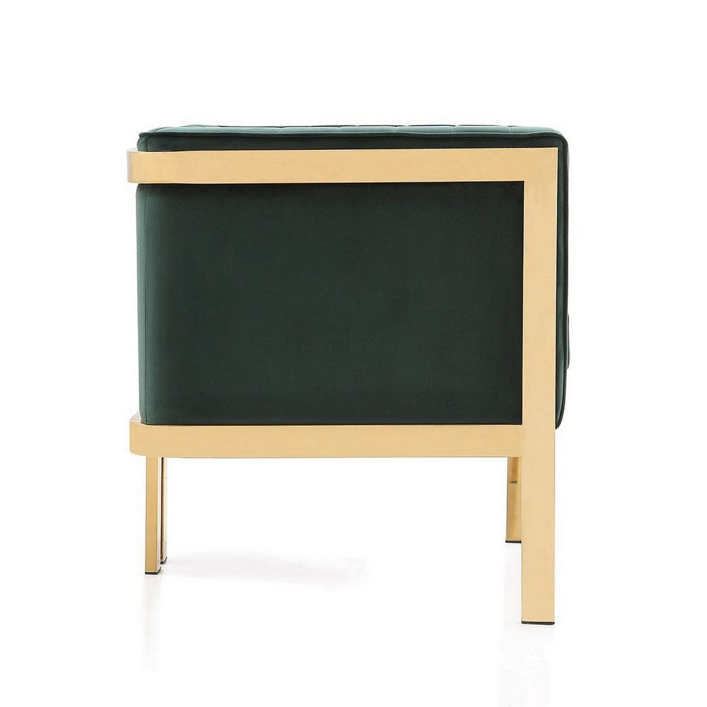Paramount Forest Green and Polished Brass Velvet Accent Armchair MHC-AC053-GR