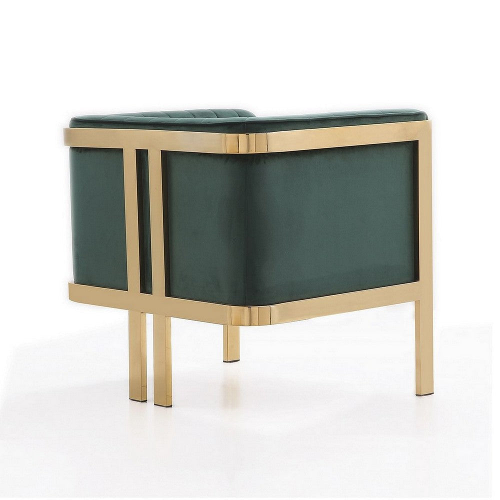 Paramount Forest Green and Polished Brass Velvet Accent Armchair MHC-AC053-GR
