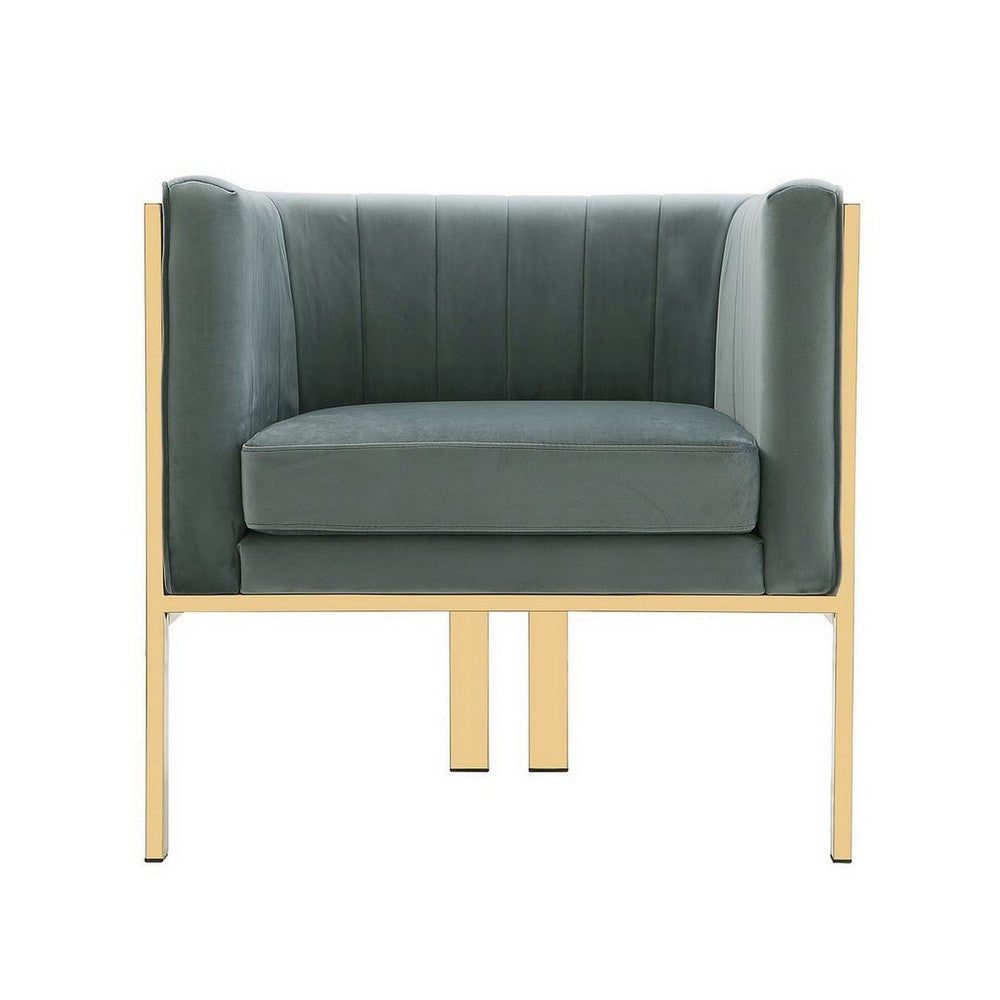 Paramount Warm Grey and Polished Brass Velvet Accent Armchair MHC-AC053-GY