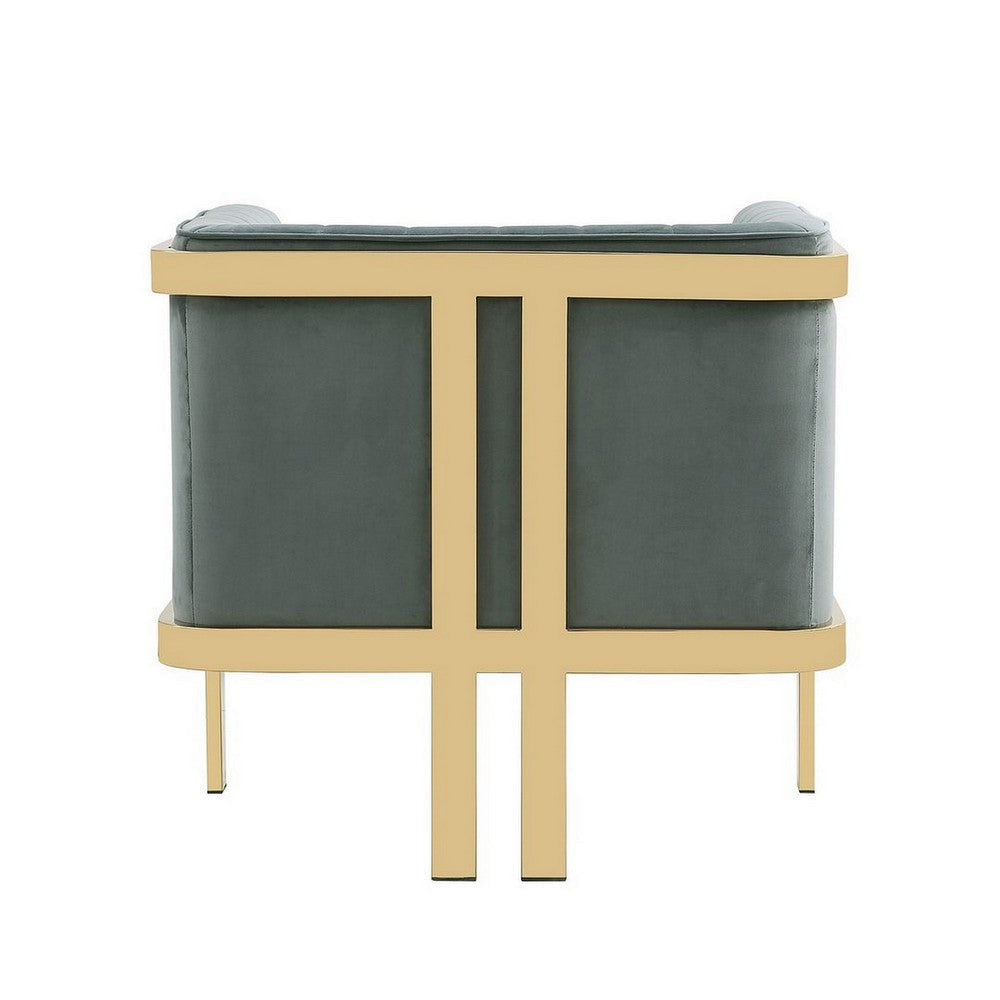 Paramount Warm Grey and Polished Brass Velvet Accent Armchair MHC-AC053-GY