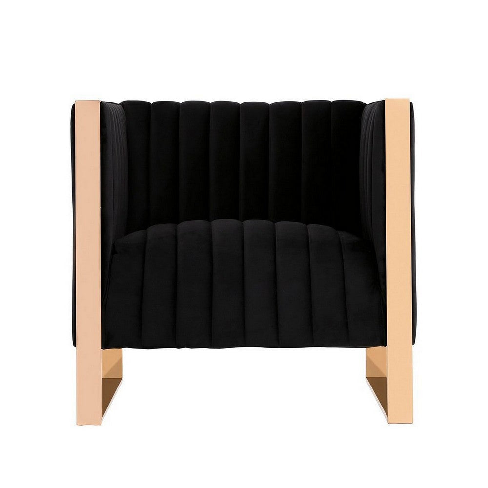 Trillium Black and Rose Gold Velvet Accent Chair MHC-AC055-BK