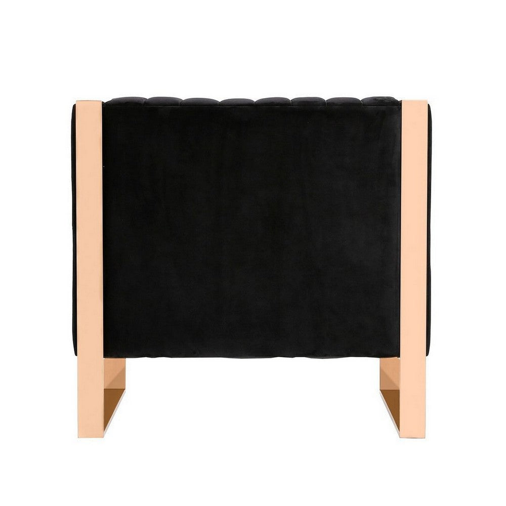 Trillium Black and Rose Gold Velvet Accent Chair MHC-AC055-BK