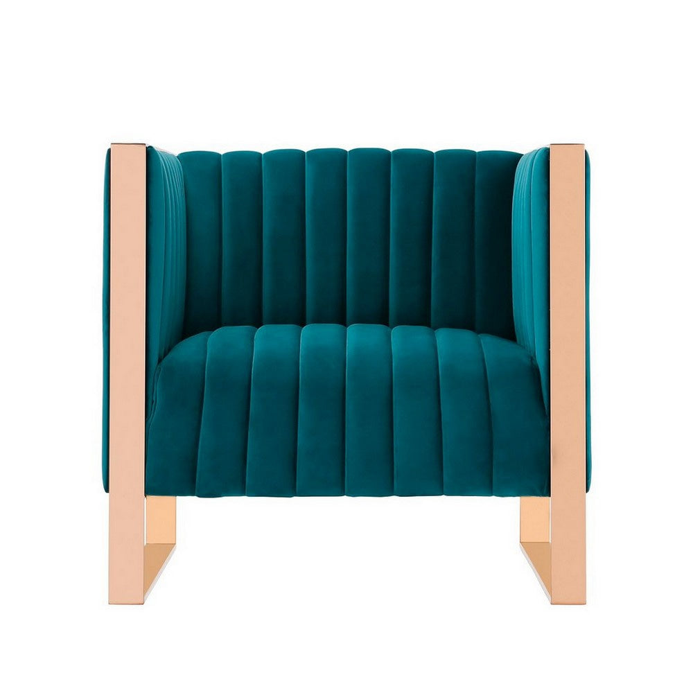 Trillium Teal and Rose Gold Velvet Accent Chair MHC-AC055-TL