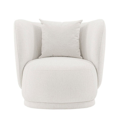 Contemporary Siri Linen Accent Chair with Pillows in Cream