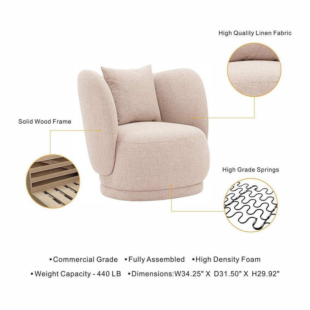 Contemporary Siri Linen Accent Chair with Pillows in Wheat MHC-AC057-WT