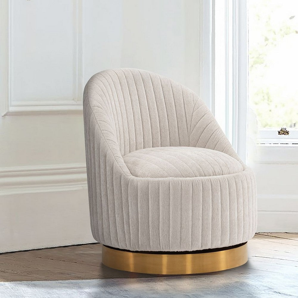 Modern Leela Swivel Boucle Accent Chair in Cream MHC-AC058-CR
