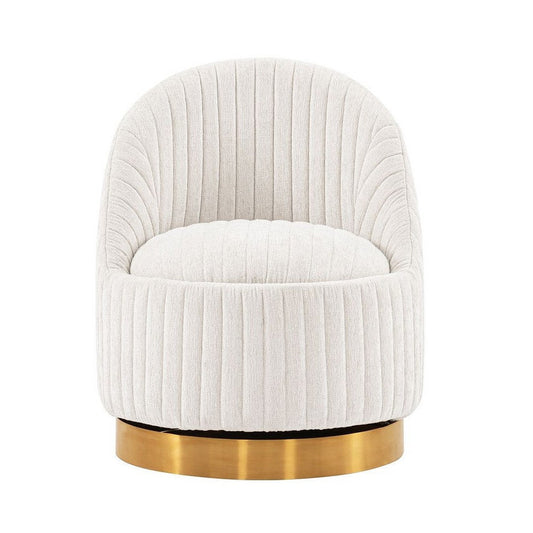 Modern Leela Swivel Boucle Accent Chair in Cream