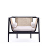 Versailles Accent Chair in Black, Natural Cane and Cream
