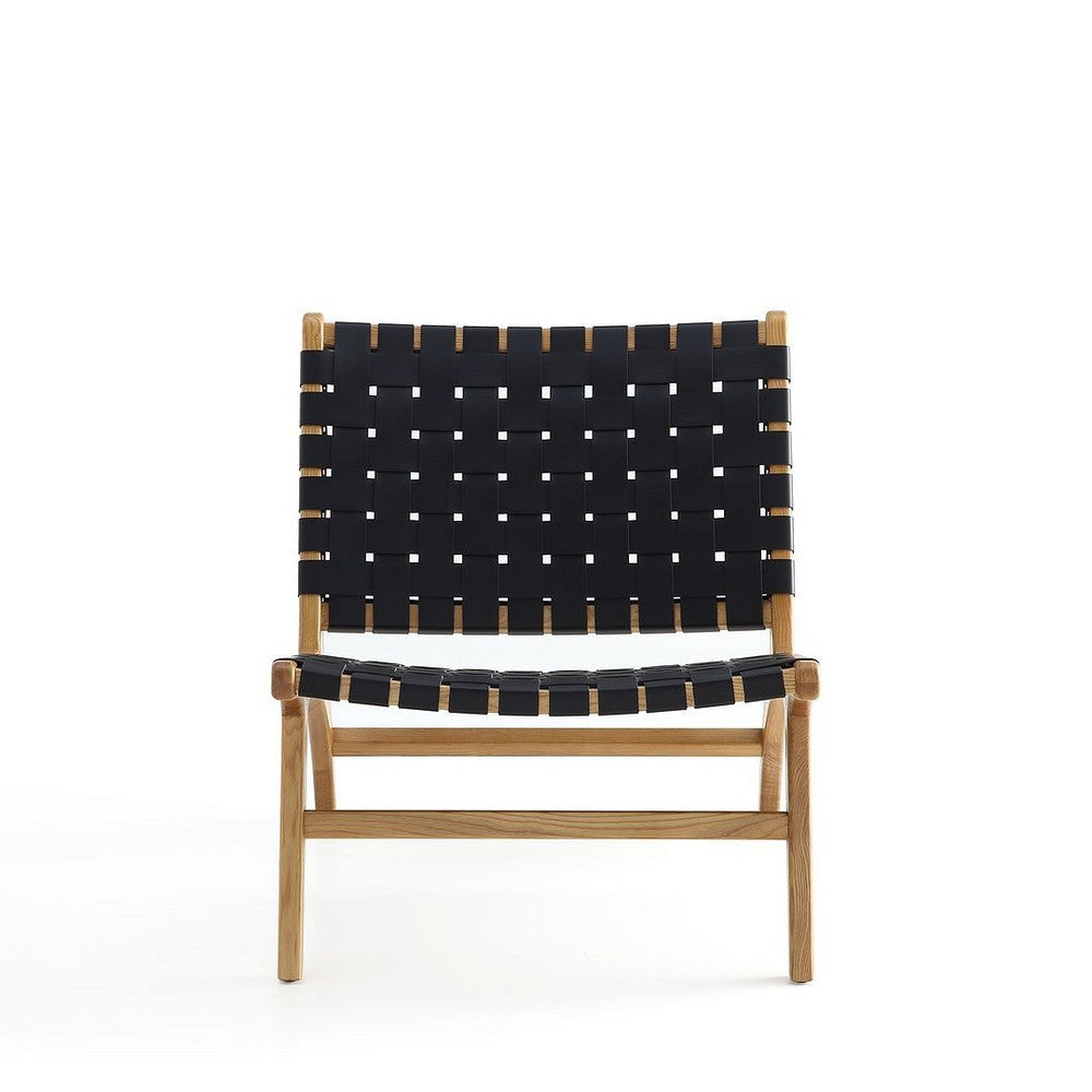 Maintenon Leatherette Accent Chair in Black with Nature Feet MHC-ACCA03-NA