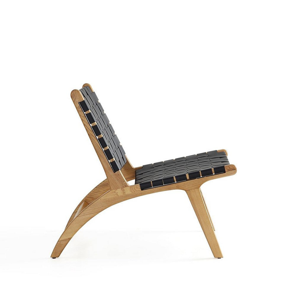 Maintenon Leatherette Accent Chair in Black with Nature Feet MHC-ACCA03-NA