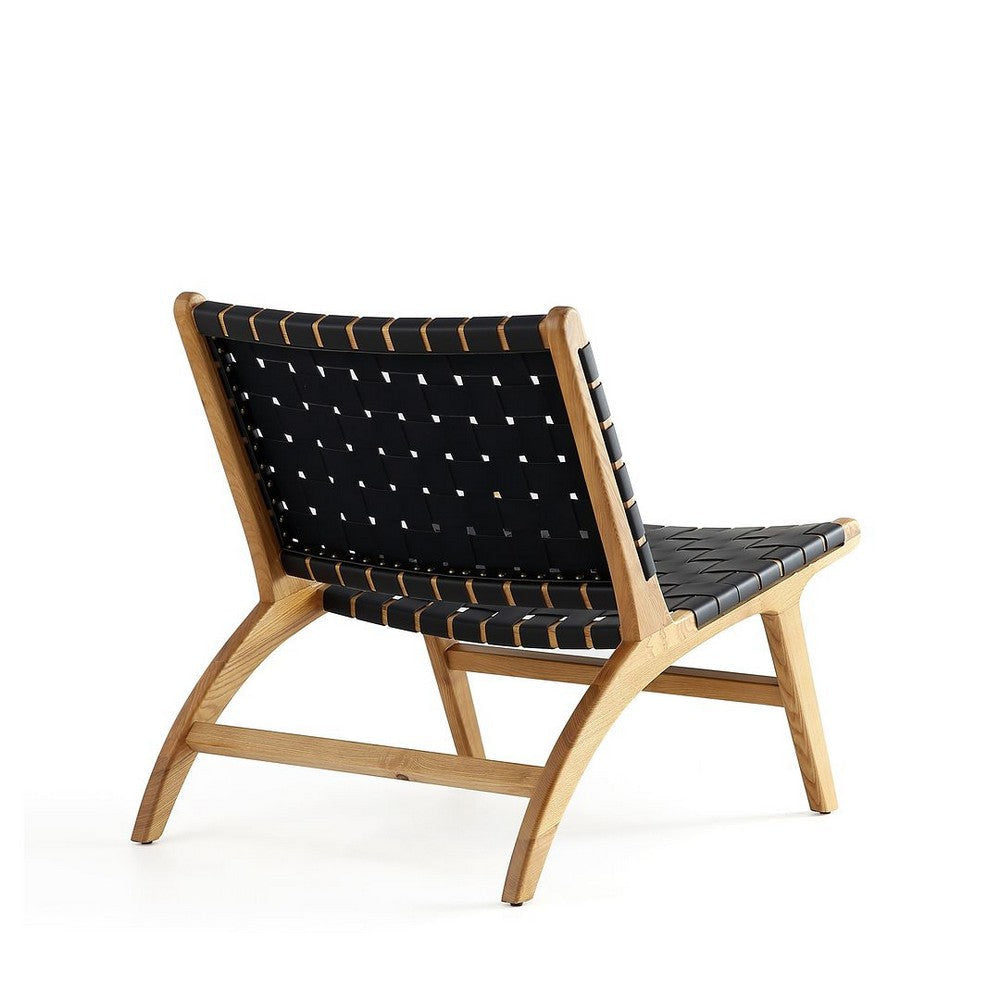 Maintenon Leatherette Accent Chair in Black with Nature Feet MHC-ACCA03-NA