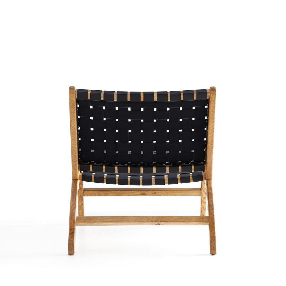 Maintenon Leatherette Accent Chair in Black with Nature Feet MHC-ACCA03-NA