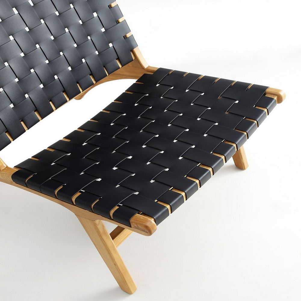 Maintenon Leatherette Accent Chair in Black with Nature Feet MHC-ACCA03-NA