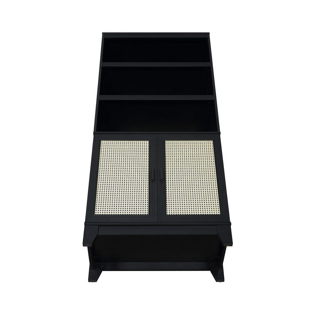 Sheridan Modern Cane Bookcase with Adjustable Shelves in Black MHC-BC-6GLF-BK
