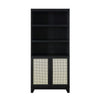 Sheridan Modern Cane Bookcase with Adjustable Shelves in Black