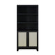Sheridan Modern Cane Bookcase with Adjustable Shelves in Black