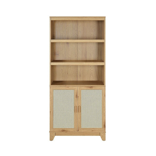 Sheridan Modern Cane Bookcase with Adjustable Shelves in Nature