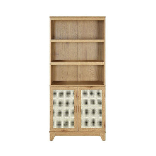 Sheridan Modern Cane Bookcase with Adjustable Shelves in Nature