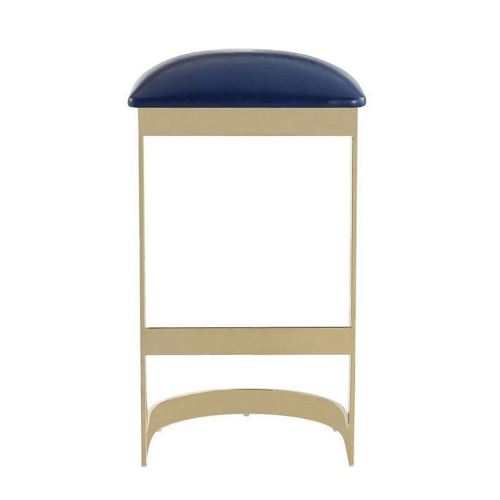 Aura 28.54 in. Blue and Polished Brass Stainless Steel Bar Stool MHC-BS006-BL