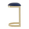 Aura 28.54 in. Blue and Polished Brass Stainless Steel Bar Stool MHC-BS006-BL