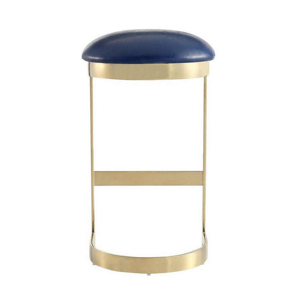 Aura 28.54 in. Blue and Polished Brass Stainless Steel Bar Stool MHC-BS006-BL