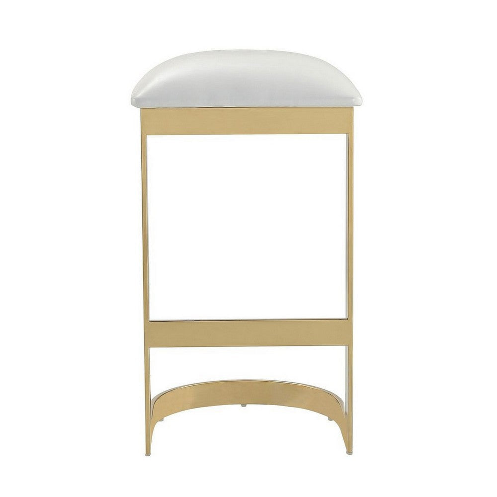 Aura 28.54 in. White and Polished Brass Stainless Steel Bar Stool MHC-BS006-WH