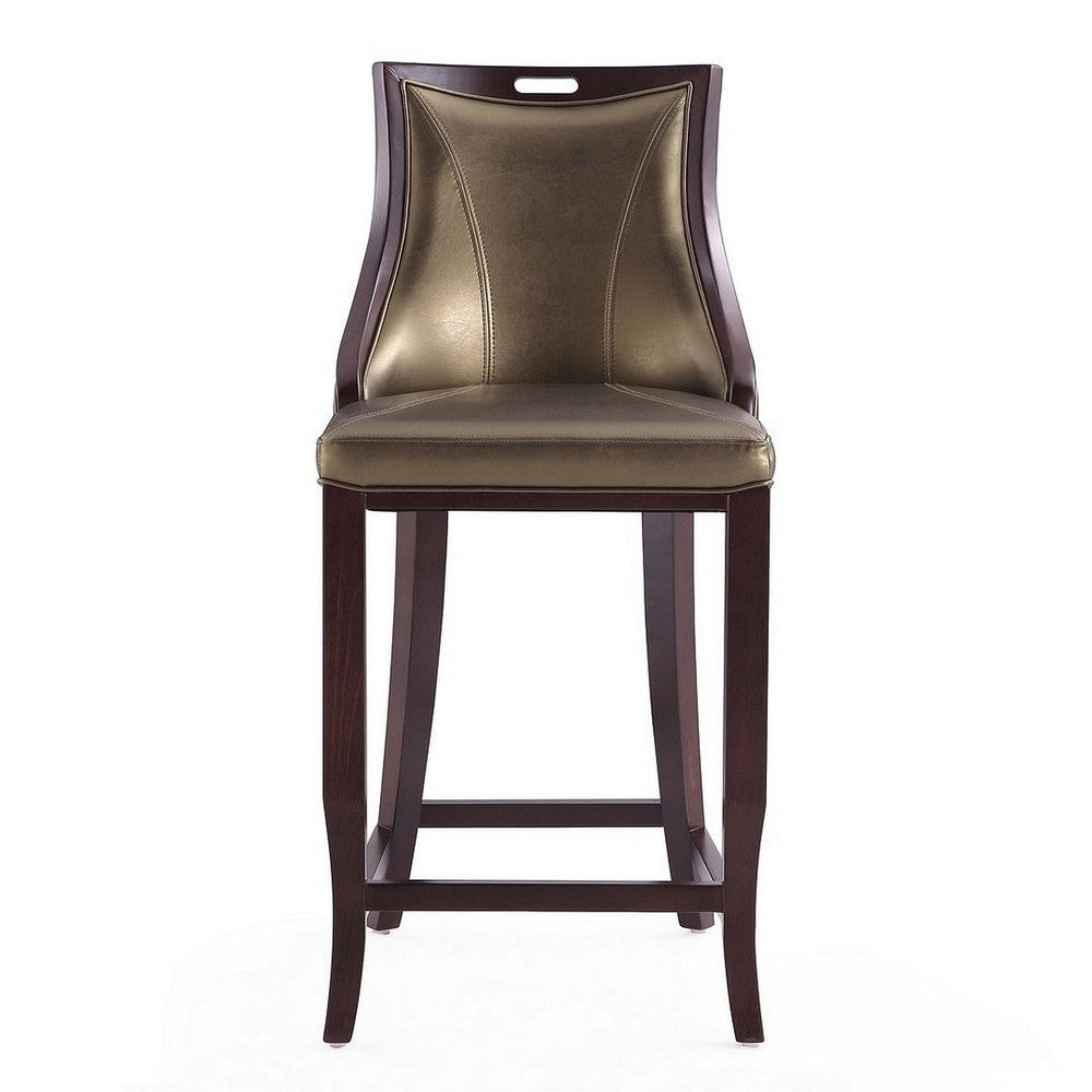 Emperor 41 in. Bronze and Walnut Beech Wood Bar Stool MHC-BS008-BZ