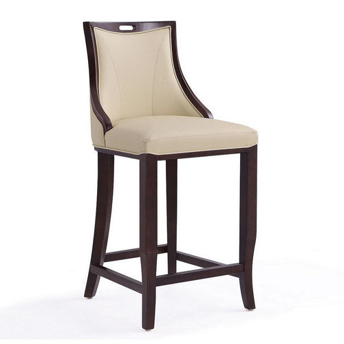 Emperor 41 in. Cream and Walnut Beech Wood Bar Stool