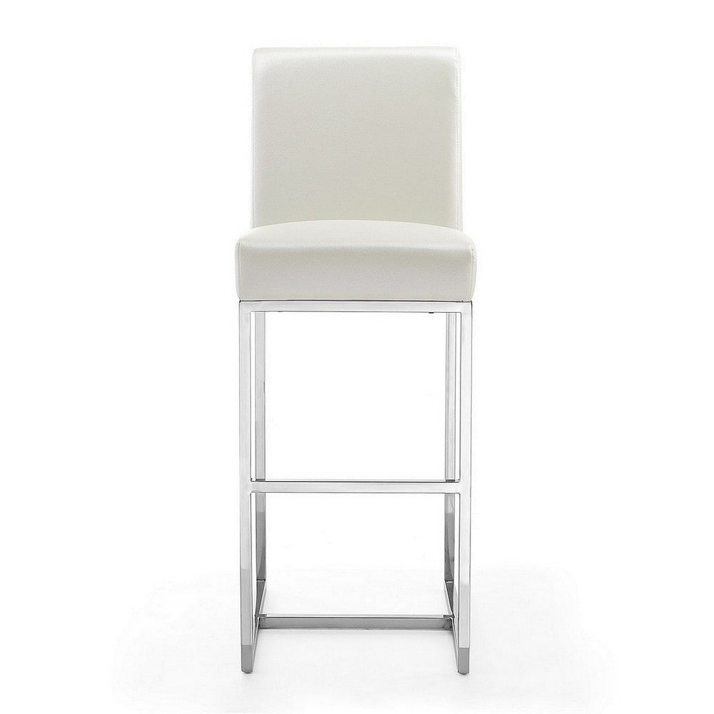 Element 42.13 in. Pearl White and Polished Chrome Stainless Steel Bar Stool MHC-BS010-PW