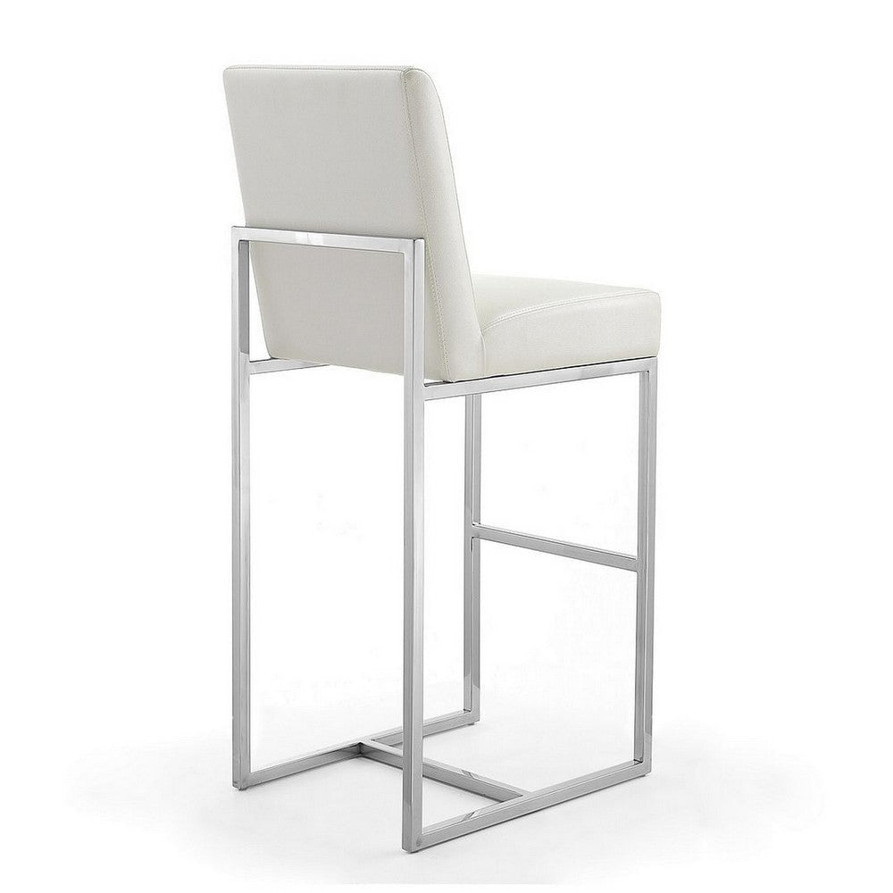 Element 42.13 in. Pearl White and Polished Chrome Stainless Steel Bar Stool MHC-BS010-PW