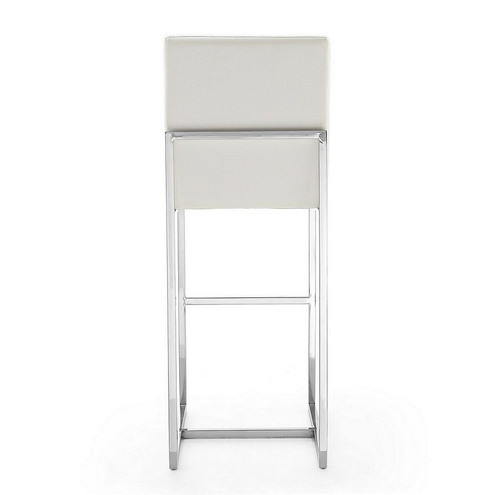 Element 42.13 in. Pearl White and Polished Chrome Stainless Steel Bar Stool MHC-BS010-PW