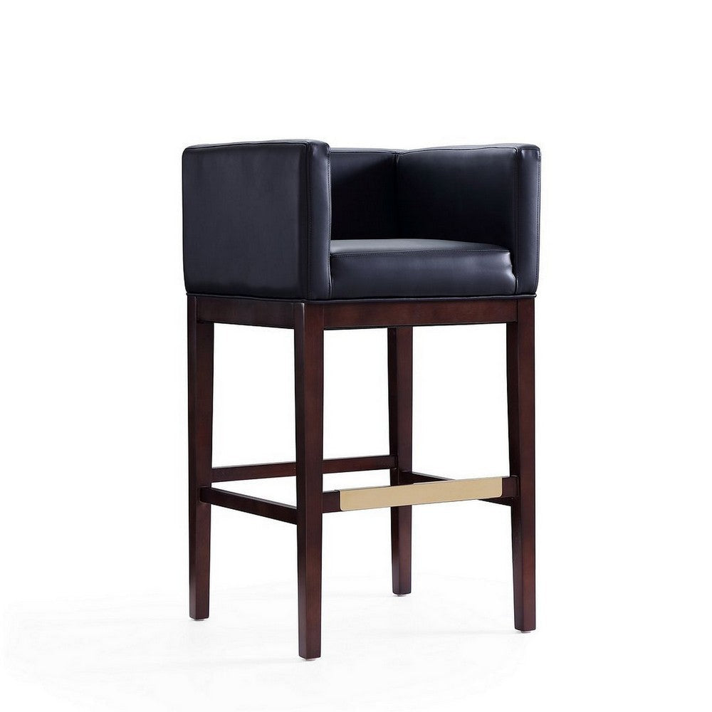 Kingsley 38 in. Black and Dark Walnut Beech Wood Barstool