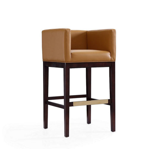 Kingsley 38 in. Camel and Dark Walnut Beech Wood Barstool