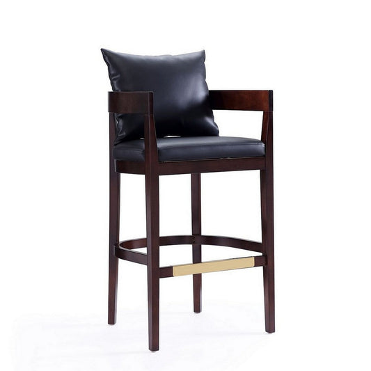 Ritz 38 in. Black and Dark Walnut Beech Wood Barstool