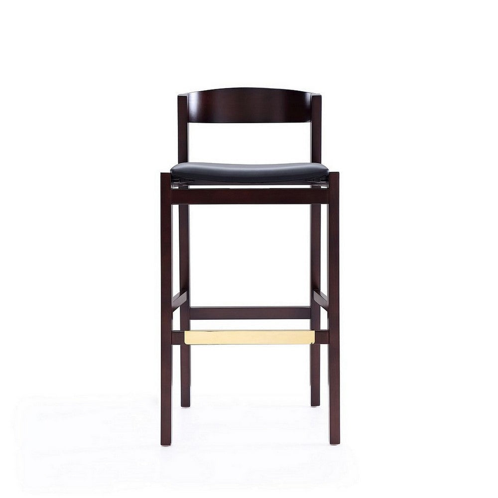Klismos 40.75 in. Black and Dark Walnut Beech Wood Barstool MHC-BS014-BK