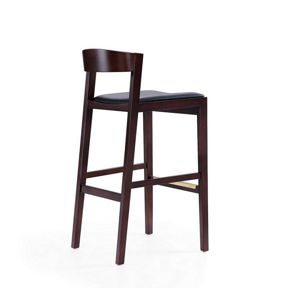 Klismos 40.75 in. Black and Dark Walnut Beech Wood Barstool MHC-BS014-BK