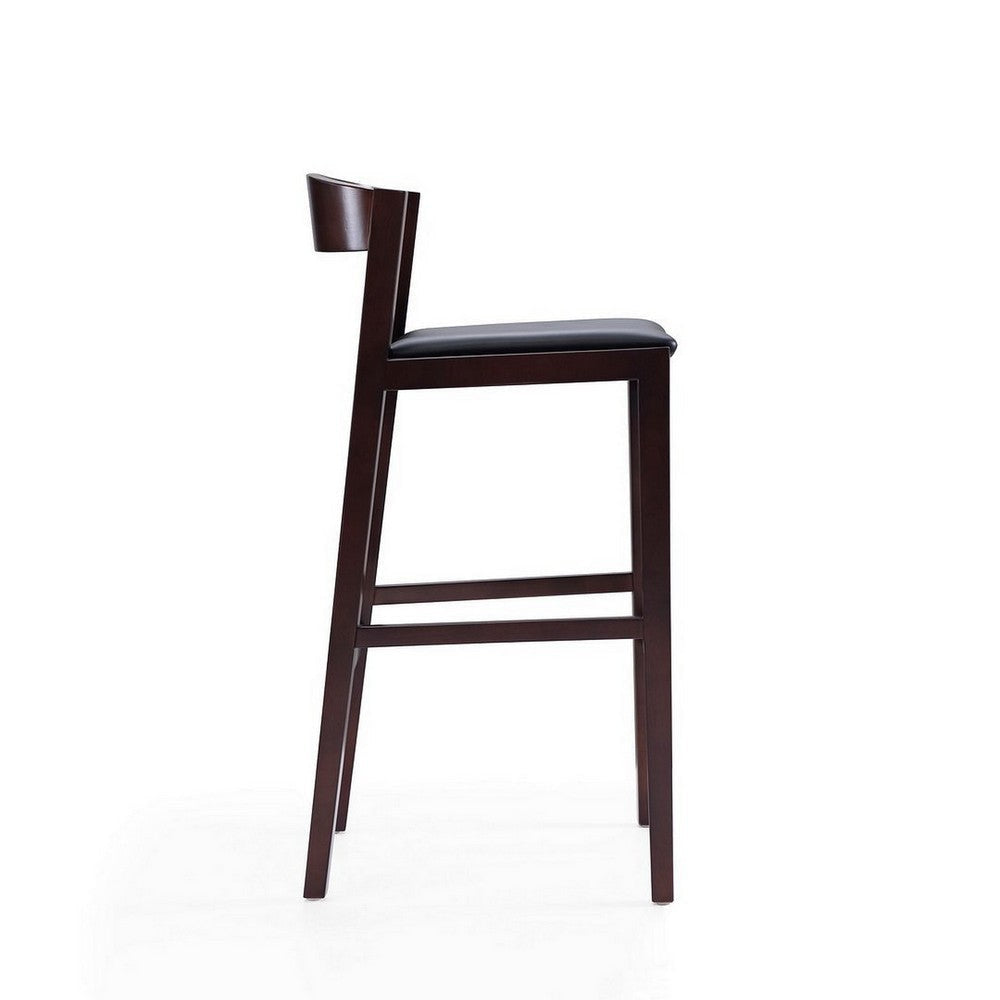 Klismos 40.75 in. Black and Dark Walnut Beech Wood Barstool MHC-BS014-BK