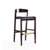 Klismos 40.75 in. Black and Dark Walnut Beech Wood Barstool