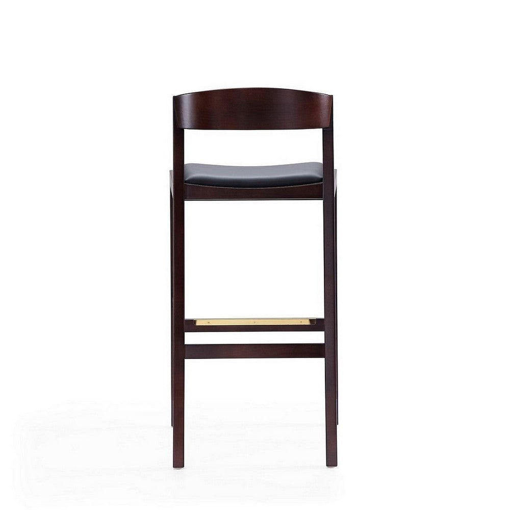 Klismos 40.75 in. Black and Dark Walnut Beech Wood Barstool MHC-BS014-BK