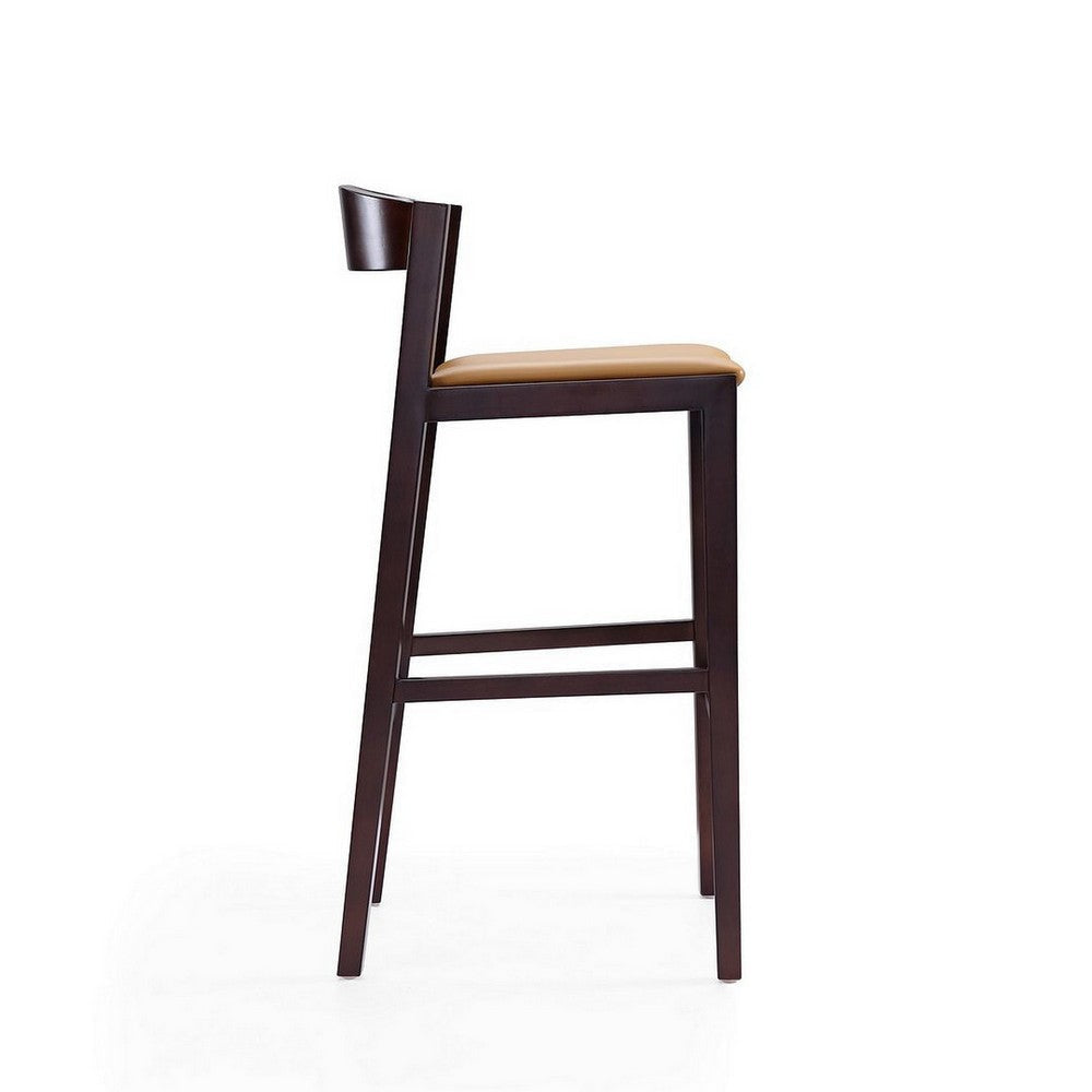 Klismos 40.75 in. Camel and Dark Walnut Beech Wood Barstool MHC-BS014-CL