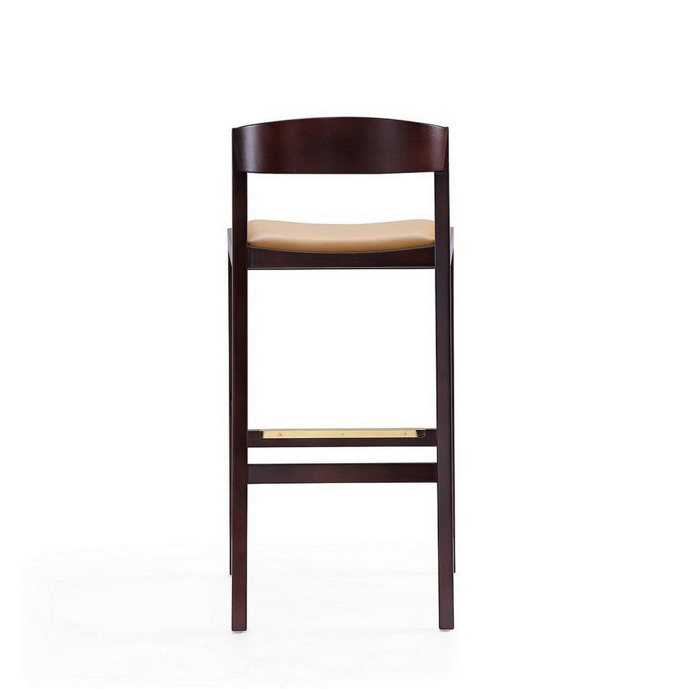 Klismos 40.75 in. Camel and Dark Walnut Beech Wood Barstool MHC-BS014-CL