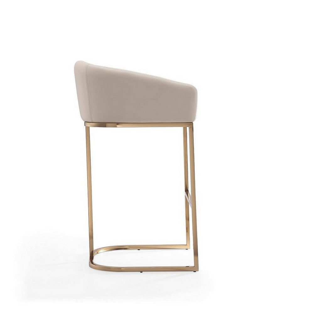 Louvre 40 in. Cream and Titanium Gold Stainless Steel Barstool MHC-BS016-CR