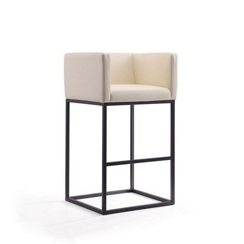 Embassy 38 in. Cream and Black Metal Barstool