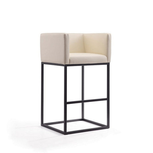 Embassy 38 in. Cream and Black Metal Barstool
