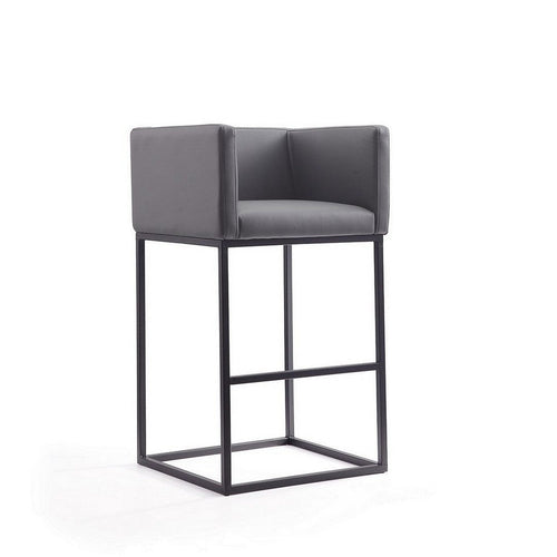 Embassy 38 in. Grey and Black Metal Barstool