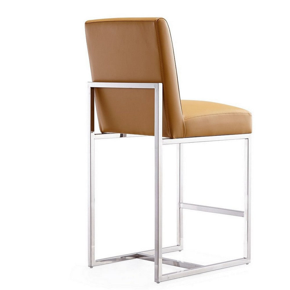 Element 37.2 in. Camel and Polished Chrome Stainless Steel Counter Height Bar Stool MHC-CS003-CL